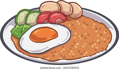 Nasi Goreng Fried Rice Indonesian Food Vector 