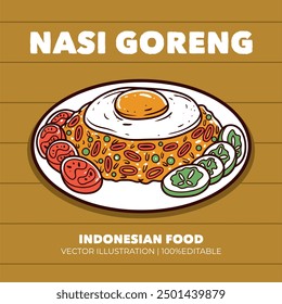 Nasi goreng indonesian food vector illustration