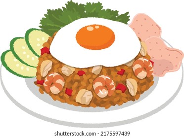 Nasi goreng is an Indonesian and Malaysian fried rice dish. The main feature is the use of local seasonings such as sambal, sweet soy sauce, trashi or brachan.