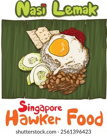 Nasi lemak is a fragrant Malay dish made with coconut rice, sambal, fried anchovies, peanuts, cucumber, and egg. It's also served with fried chicken or rendang, wrapped in a banana leaf.