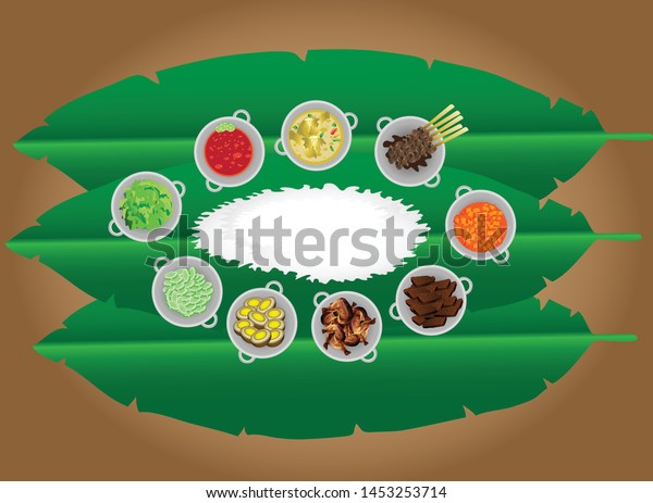 Nasi Liwet Traditional Indonesian Food Vector Stock Vector Royalty Free 1453253714 Shutterstock 8840