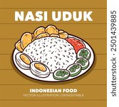 Nasi uduk indonesian food vector illustration