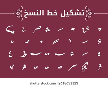 naskh formation icons of arabic calligraphy to be used for illustrative editorial content.