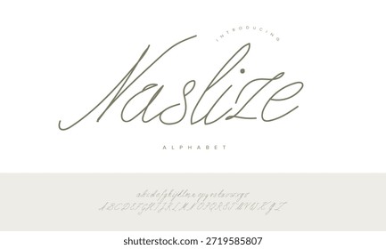 Naslize Vector moderno y elegante del alfabeto de la fuente de la escritura de la firma para la marca personal