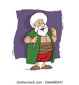 Nasreddin Hodja illustration cartoon character design
