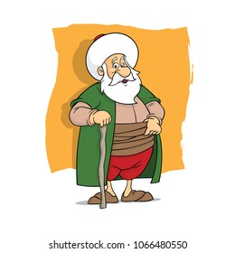 Nasreddin Hodja illustration cartoon character design
