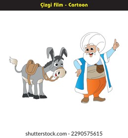 
nasreddin teacher monkey man vector teacher fable fairytale