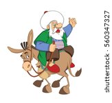 Nasrreddin Hodja character illustration with his donkey