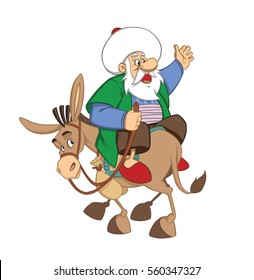 Nasrreddin Hodja character illustration with his donkey