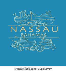 Nassau, Bahamas port city symbol, vector illustration