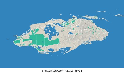 Nassau vector map. Detailed map of Nassau city administrative area. Cityscape panorama. Royalty free vector illustration. Road map with highways, rivers.