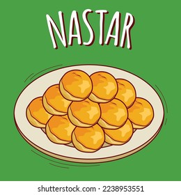 Nastar illustration Indonesian food with cartoon style