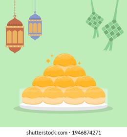 Nastar or Indonesian pineapple cookies with cheese topping for Eid mubarak celebration