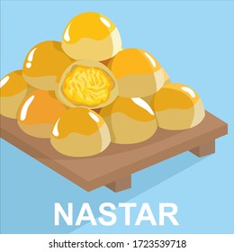 Nastar is a kind of pastry made from flour, butter and egg mixture filled with pineapple jam. usually served for Eid al-Fitr.