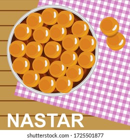 Nastar es una especie de pastelería hecha de harina, mantequilla y mezcla de huevo rellena de mermelada de piña. normalmente se sirve para Eid al-Fitr.