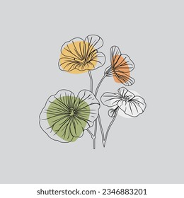 Nasturtium flower vector design hand drawn detailed illustration