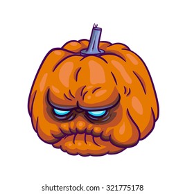 Nasty and dark pumpkin character. Halloween isolated illustration