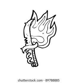 nasty looking flaming cartoon knife