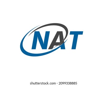NAT letter creative modern elegant swoosh logo design