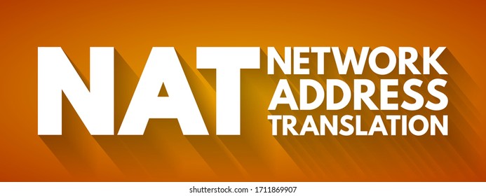 NAT Network Address Translation - method of mapping an IP address space into another by modifying network address information, acronym text concept background