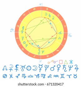 natal astrological chart, zodiac sign. vector illustration