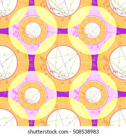 natal astrological chart, zodiac signs vector illustration