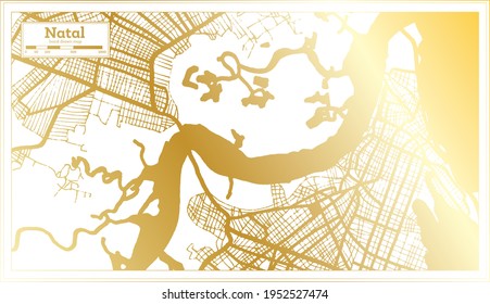 Natal Brazil City Map in Retro Style in Golden Color. Outline Map. Vector Illustration.