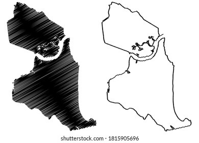 Natal City (Federative Republic of Brazil, Rio Grande do Norte State) map vector illustration, scribble sketch City of Natal map