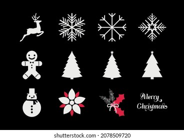 Natal Merry Christmas Vector Black Snowflake Tree Gingerbread Reindeer  Happy Elements 