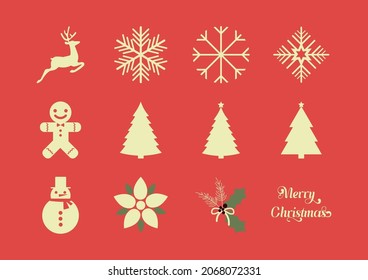 Natal Merry Christmas Vector Snowflake Tree Gingerbread  Reindeer Red Happy Elements 