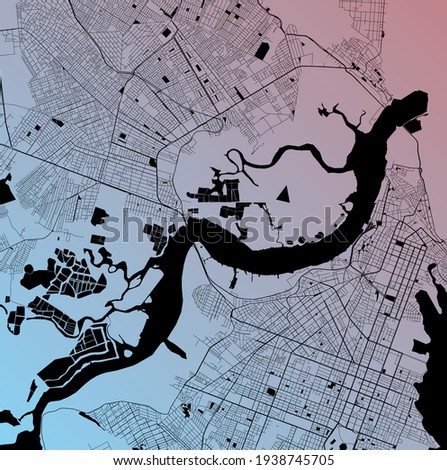 Natal, Rio Grande do Norte, Brazil - Urban vector city map with parks, rail and roads, highways, minimalist town plan design poster, city center, downtown, transit network, street blueprint