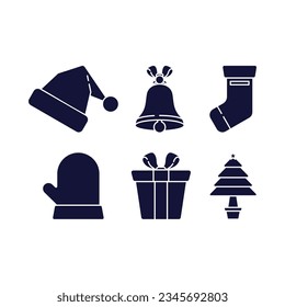 Natal Set Silhoutte Icon Design