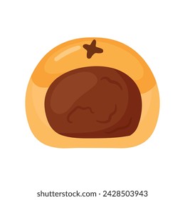 Natar Indonesian Traditional Cookie with Pineapple Jam Inside for Eid Al Fitr Flat Doodle Icon Logo. Cartoon vector illustration isolated on white background
