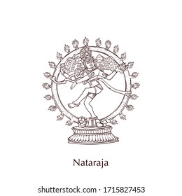 Nataraja vector line art in white background.
