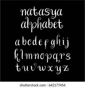 Natasya vector alphabet lowercase characters. Good use for logotype, cover title, poster title, letterhead, body text, or any design you want. Easy to use, edit or change color. 