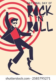 Natioanl day of rock and roll.Vector illustration. Poster, card, banner.