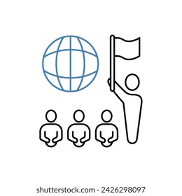 Symbol für die Konzeptzeile der Nation. Einfache Elementdarstellung. Entwurf des Umrisssymbols des Nationalkonzepts.