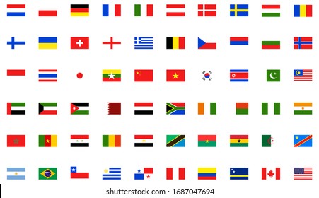 Nation Flag Set Icons Vector