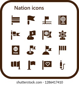  nation icon set. 16 filled nation icons. Simple modern icons about  - Flags, Flag, Passports, London eye, Passport, Jack
