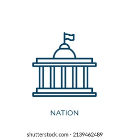 icono de la nación. Icono de contorno de nación lineal delgado aislado en fondo blanco. Señal de nación de vector de línea, símbolo para web y móvil