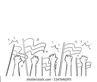 nation independence hand drawn