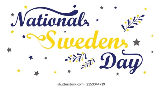 Nationa Sweden Day lettering. Vector illustration