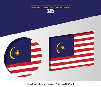 The national 3d flag of malaysia vector design