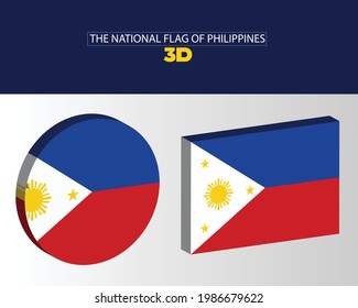 Die nationale 3D-Flagge von Philippinen Vektordesign