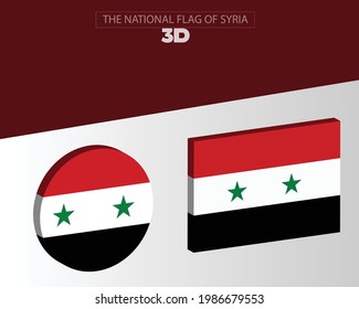 The national 3d flag of syria vector design