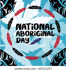 National Aboriginal Day background with greeting lettering. Vector illustration .