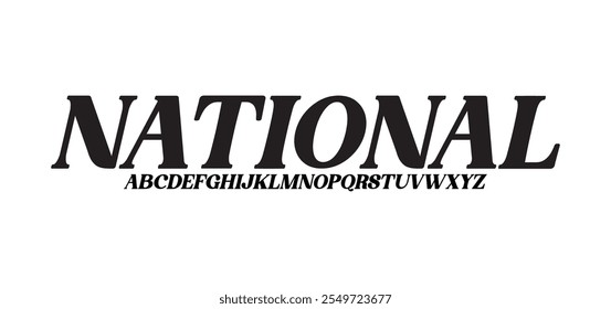 National, Abstract modern urban alphabet fonts. Typography sport, technology, fashion, digital, future creative logo font. vector illustration
