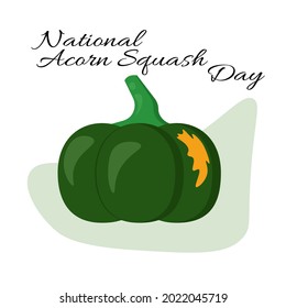 National Acorn Squash Day, Juicy Pumpkin For A Traditional Autumn Dish Vector Illustration