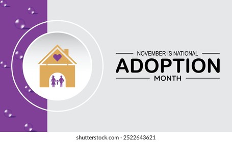 National Adoption month is observed every year on November.: People, Holidays Awareness concept. background, placard, banner template Vector illustration design.