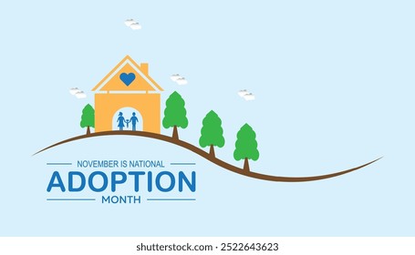 National Adoption month is observed every year on November.: People, Holidays Awareness concept. background, placard, banner template Vector illustration design.